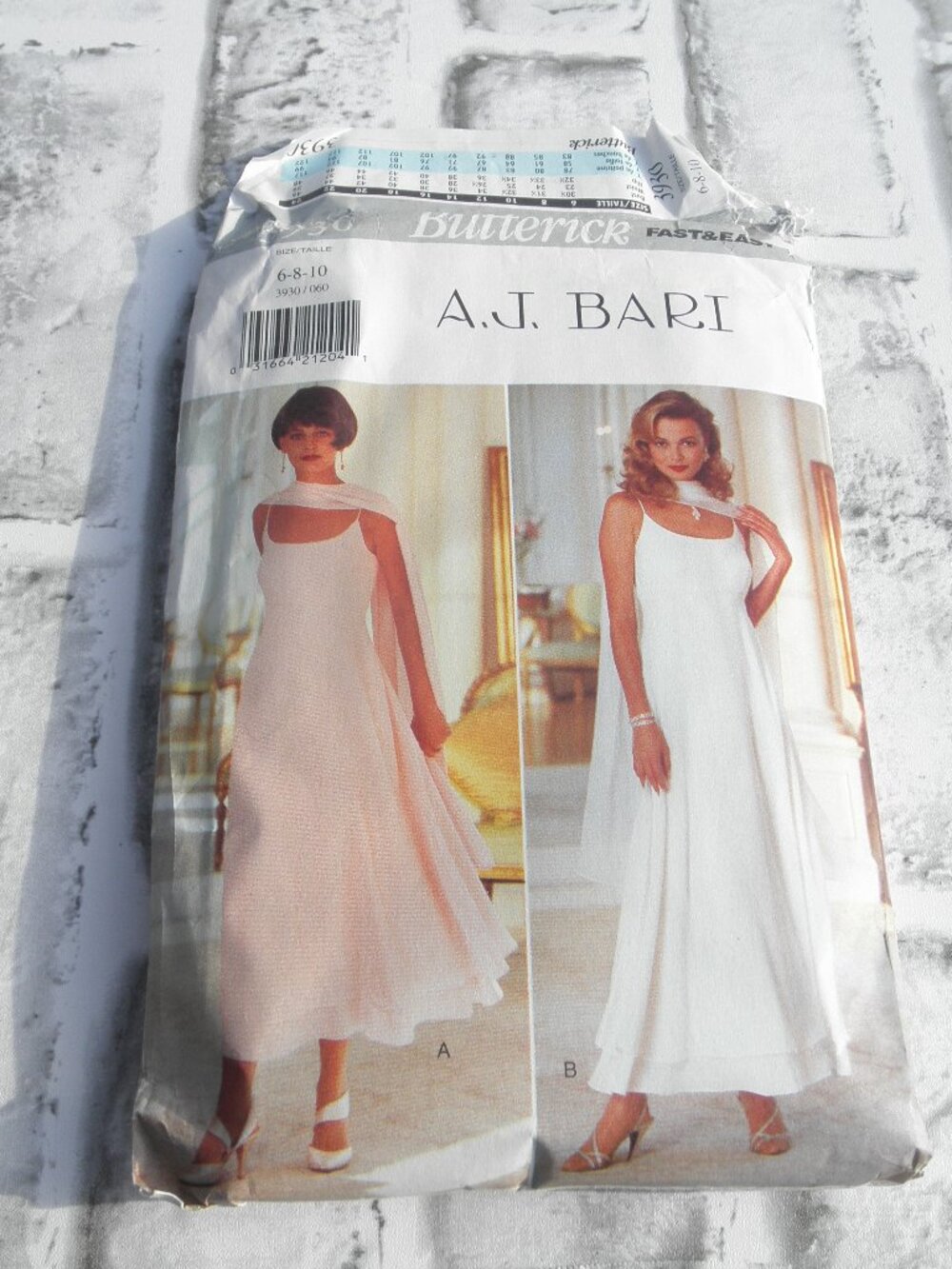 #3930 BUTTERICK A.J. BARI, UNCUT SEWING PATTERN MISSES DRESS (SIZE 6-8-10)